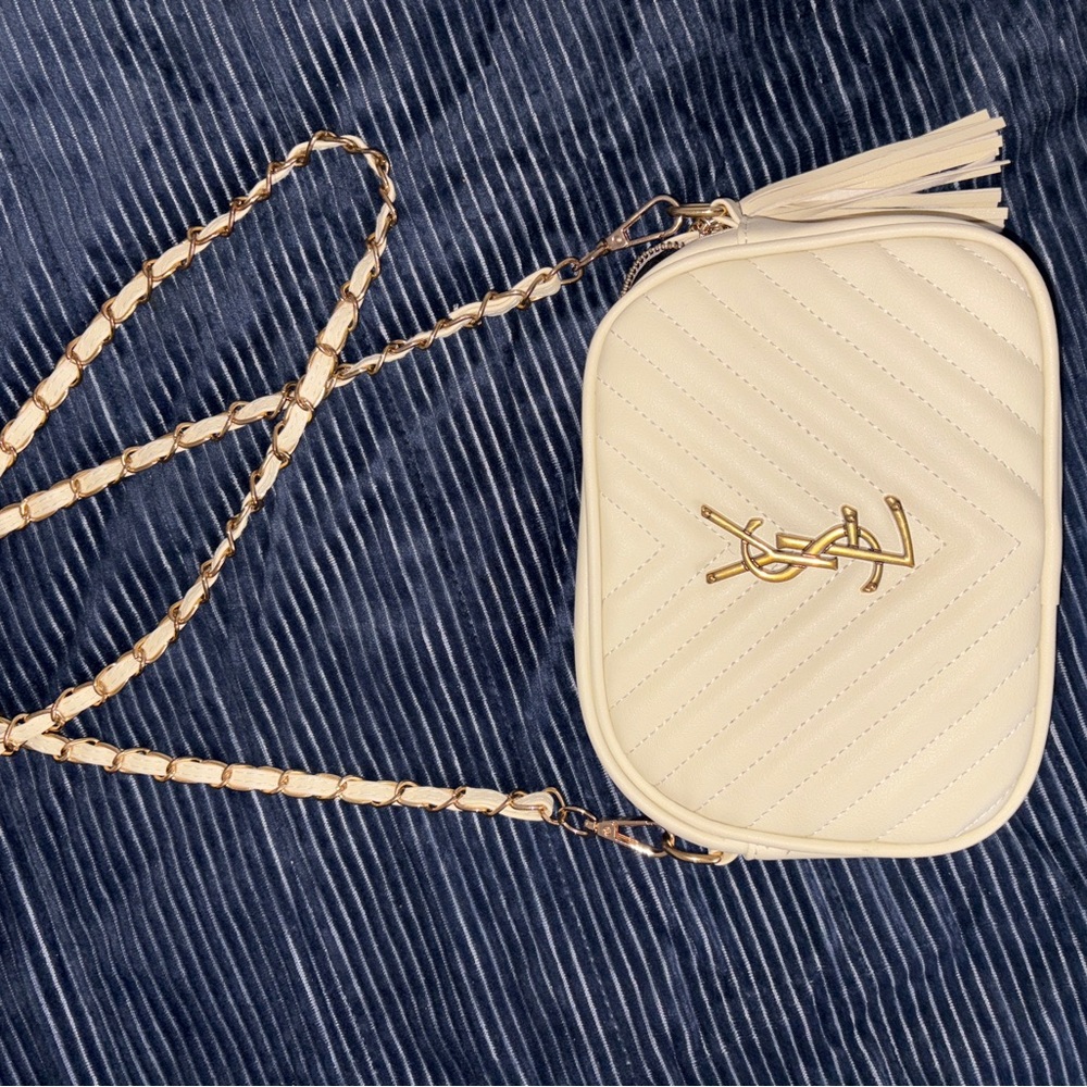 Yves Saint Laurent Ivory Quilted Crossbody Bag
